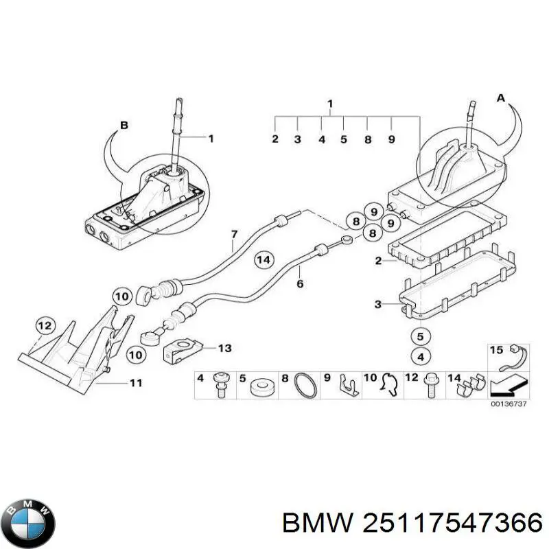 Купить 25117547366 BMW Трос переключения передач