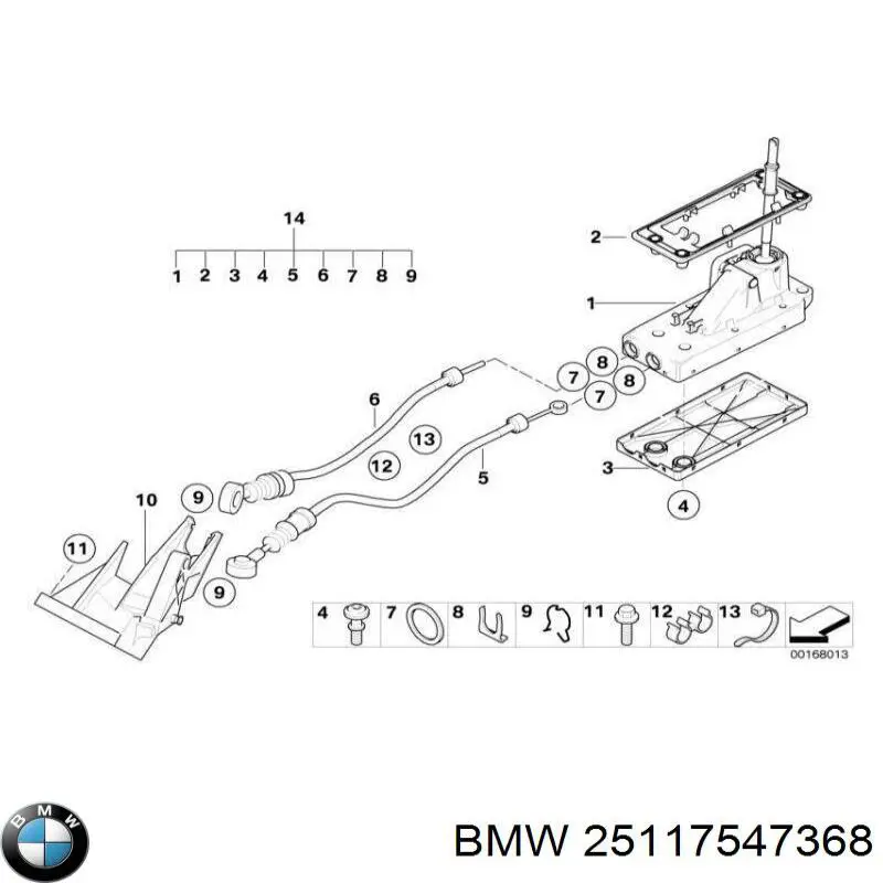 Трос переключения передач, выбора передачи BMW 25117547368 цена, от 48.60 USD