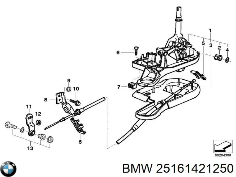 Трос переключения передач сдвоенный 25161421250 BMW