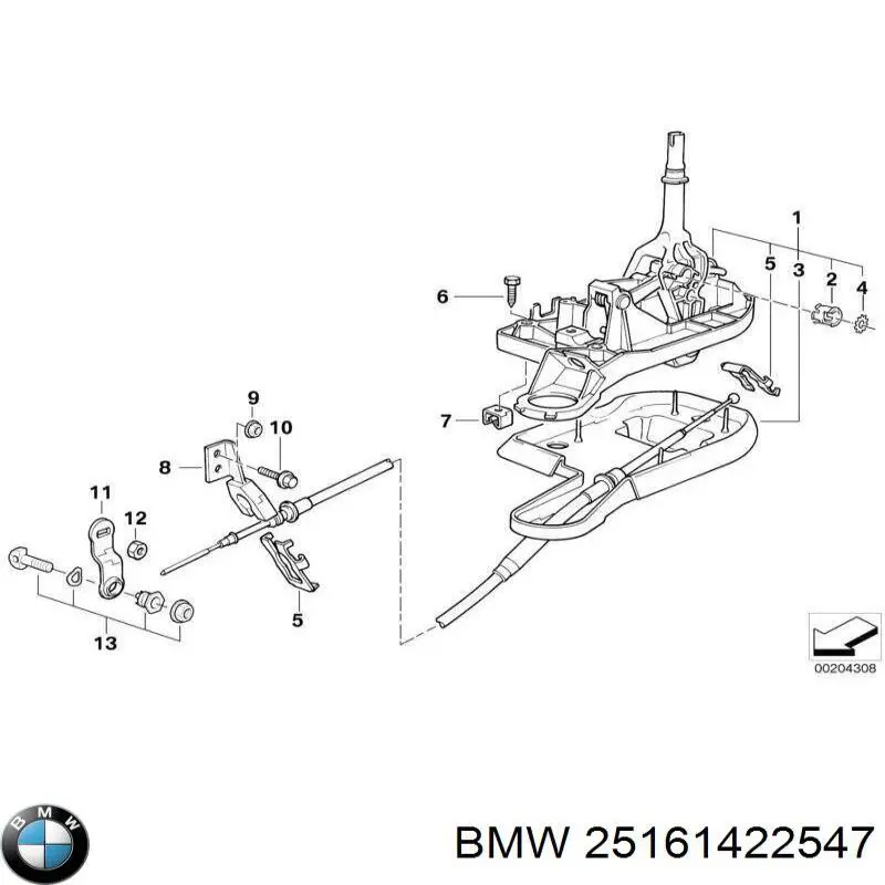 Трос переключения передач сдвоенный 25161422547 BMW