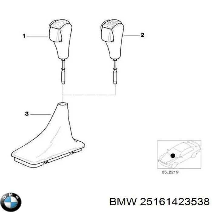Рукоятка рычага КПП BMW 25161423538