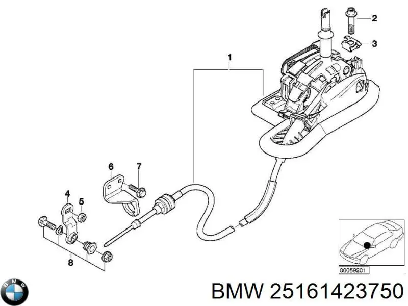 Кулиса переключения передач 25161423750 BMW