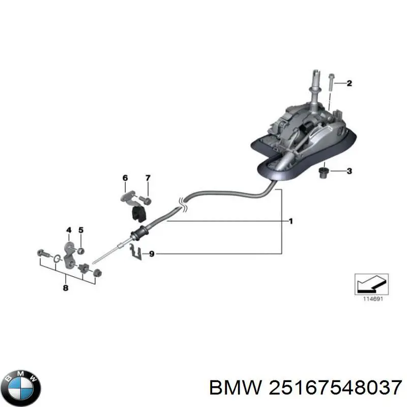 Кулиса переключения передач 25167548037 BMW