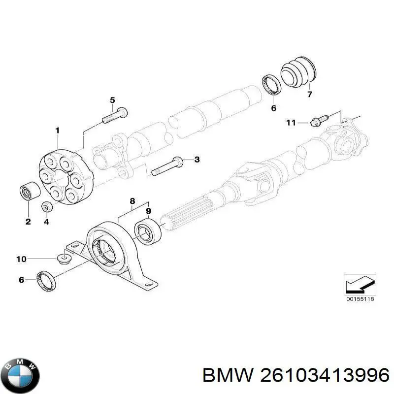 Купить 26103413996 BMW Опорный подшипник карданного вала