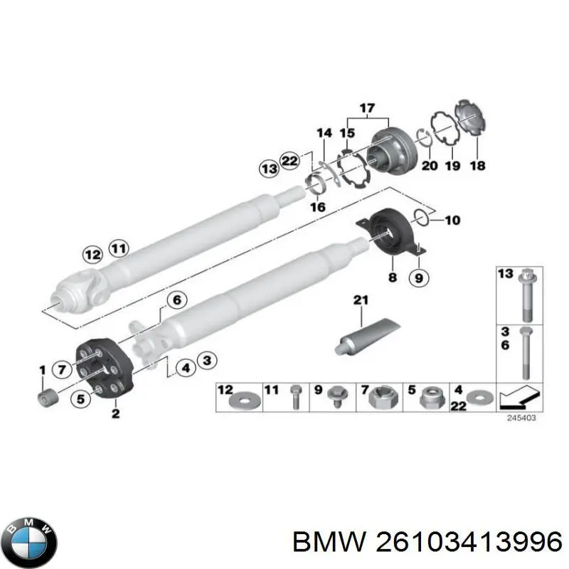 26103413996 BMW подвесной подшипник карданного вала