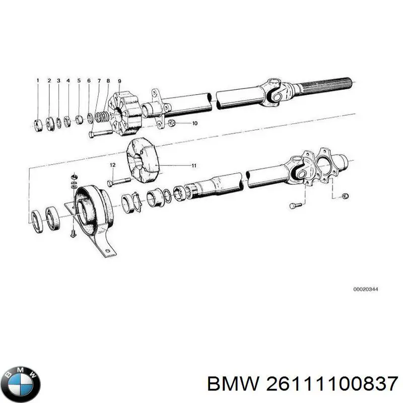 Муфта кардана эластичная передняя BMW 26111100837