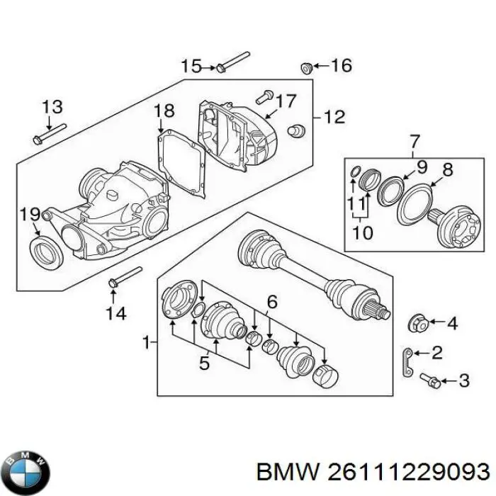 Купить 26111229093 BMW ШРУС карданного вала заднего, задний