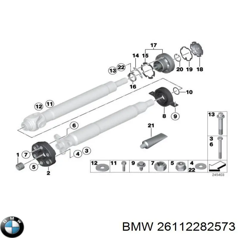 Муфта кардана эластичная передняя BMW 26112282573