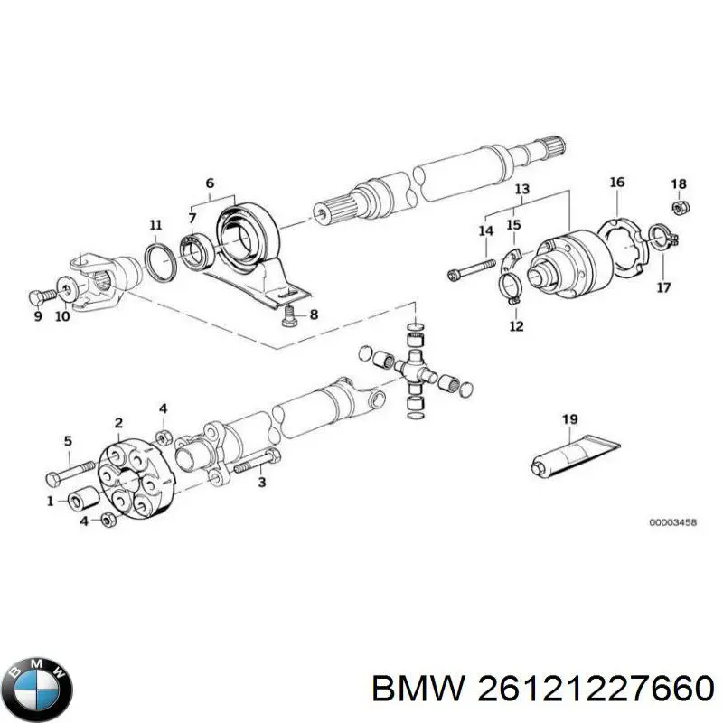 Подвесной подшипник карданного вала 26121227660 BMW
