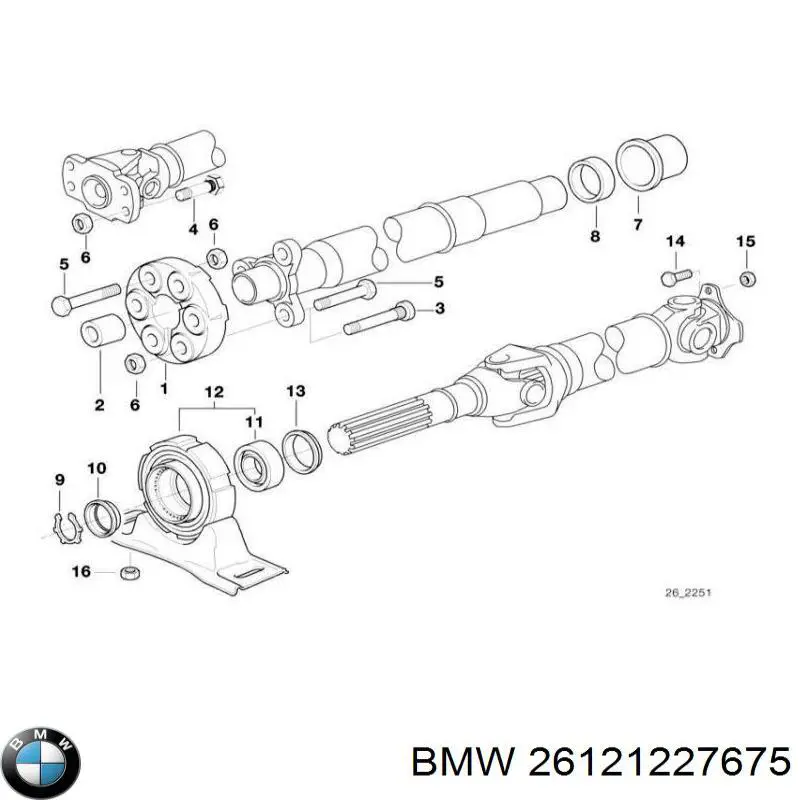 26121227675 BMW муфта подвесного подшипника карданного вала задняя