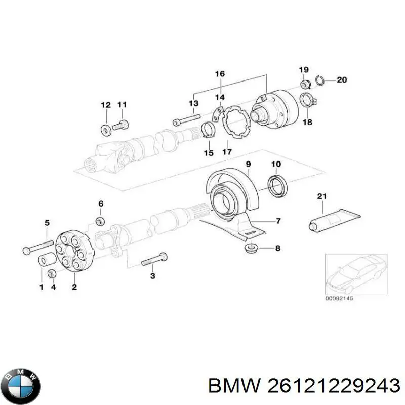 26121229243 BMW подвесной подшипник карданного вала