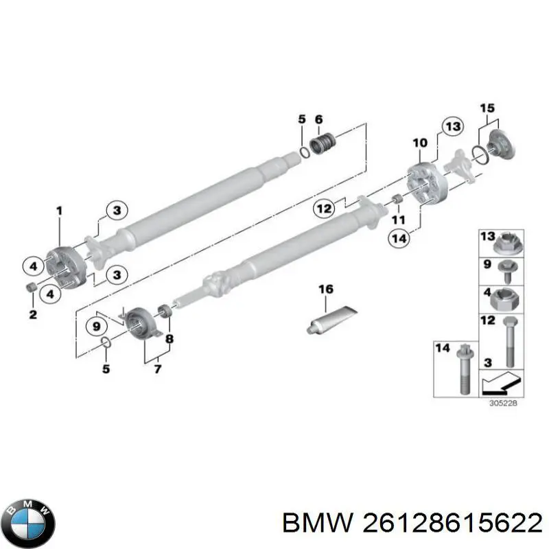Купить 26128615622 BMW Опорный подшипник карданного вала