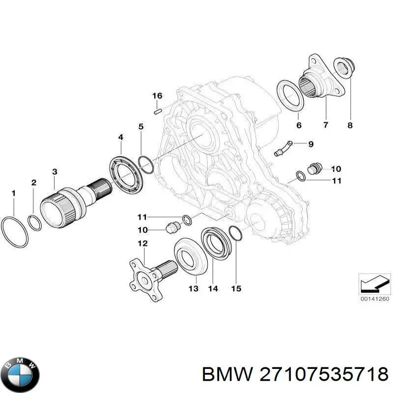 Сальник раздаточной коробки, первичного вала 27107535718 BMW