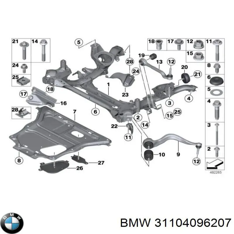 31106872124 BMW viga de suspensão dianteira (plataforma veicular)