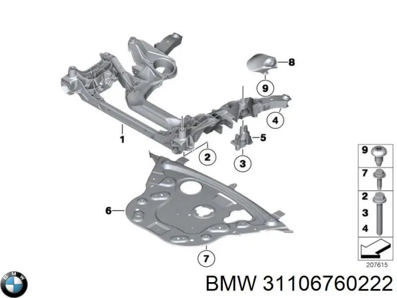 31106760222 BMW parafuso de fixação de braço oscilante dianteiro