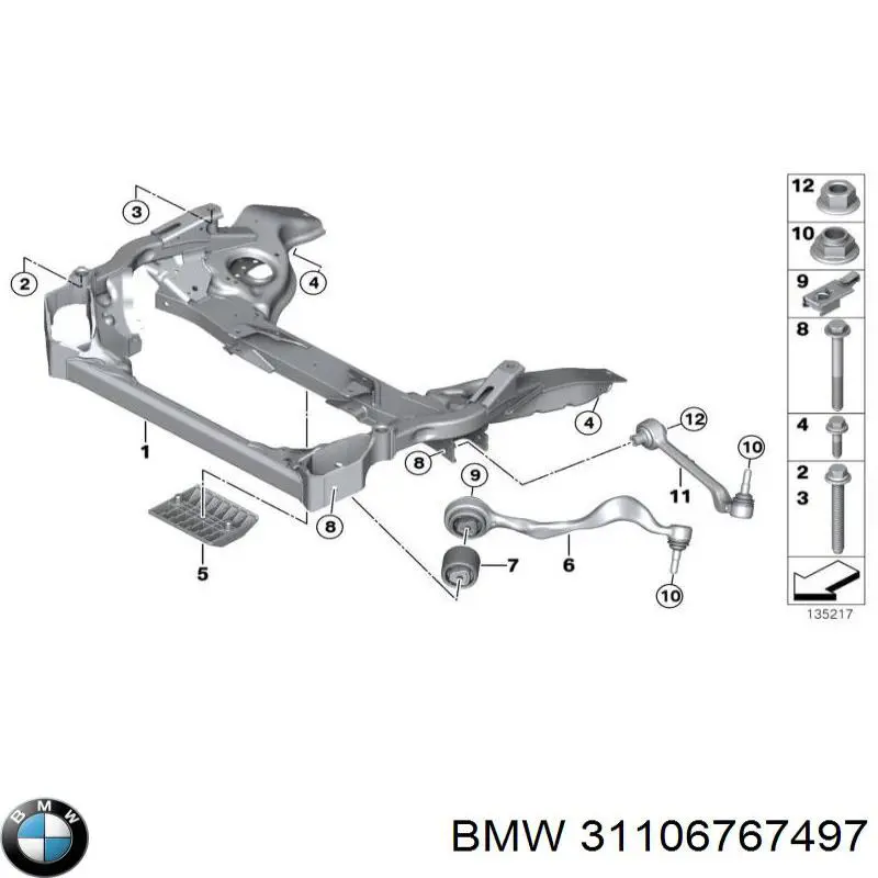 Болт крепления переднего рычага 31106767497 BMW