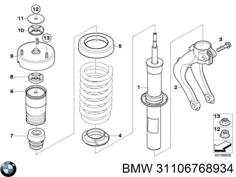 Parafuso de fixação de amortecedor dianteiro para BMW X6 (E71)