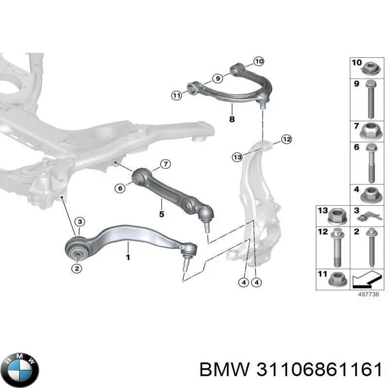 31106861161 BMW braço oscilante inferior esquerdo de suspensão dianteira