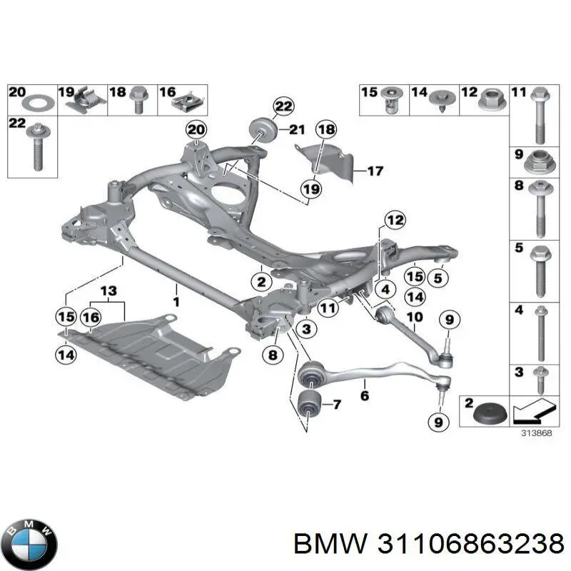 Parafuso de fixação de braço oscilante dianteiro para BMW 1 (F21)