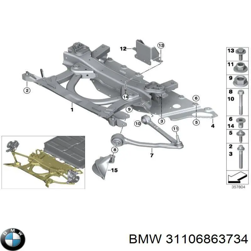 Braço oscilante inferior direito de suspensão dianteira para BMW I3 (I01)