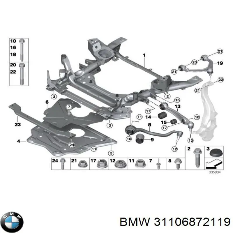 31106872119 BMW viga de suspensão dianteira (plataforma veicular)