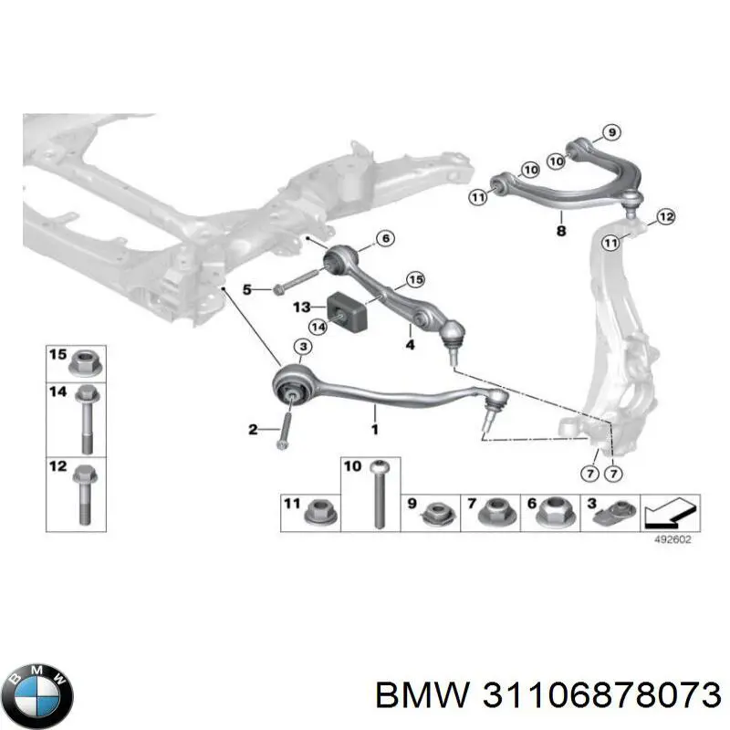 Braço oscilante inferior esquerdo de suspensão dianteira para BMW X7 (G07)