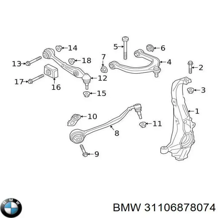31106878074 BMW braço oscilante inferior direito de suspensão dianteira
