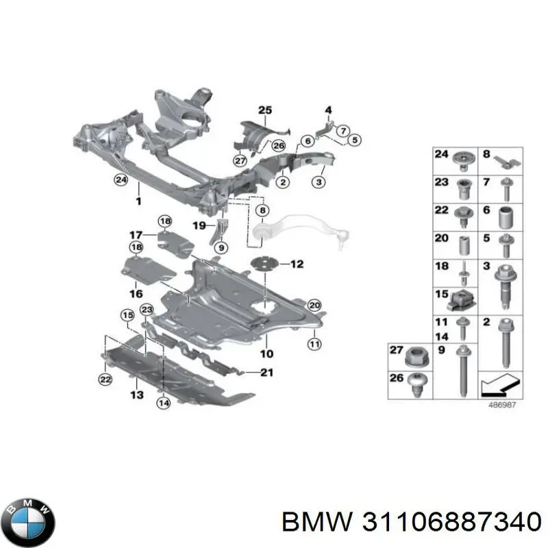 31106887340 BMW балка передней подвески (подрамник)