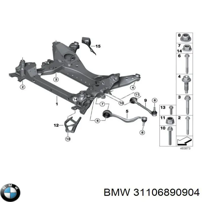 Braço oscilante inferior direito de suspensão dianteira para BMW X4 (G02, F98)