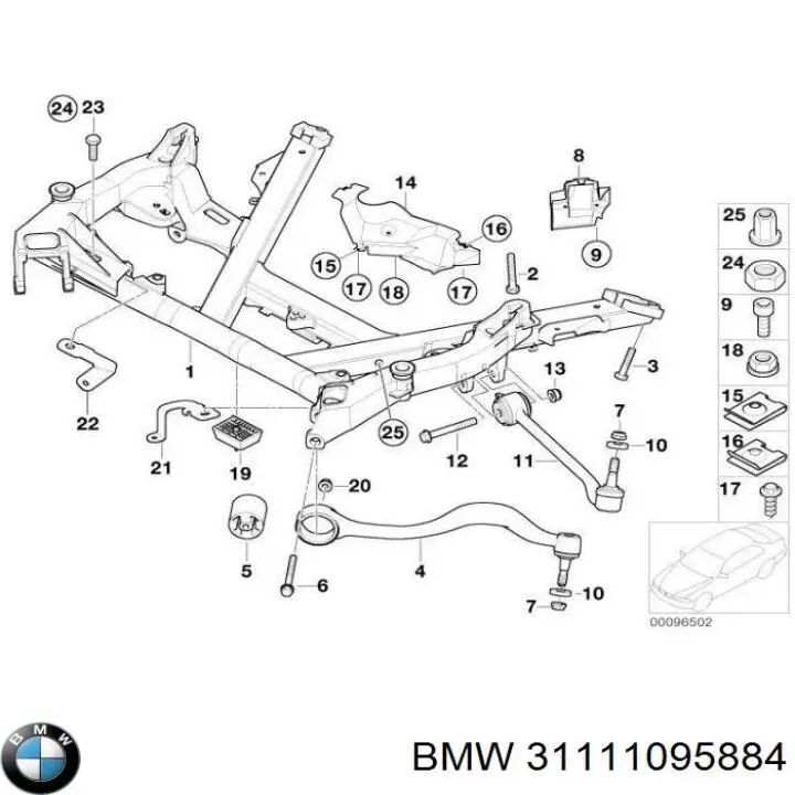 31111095884 BMW балка передней подвески (подрамник)