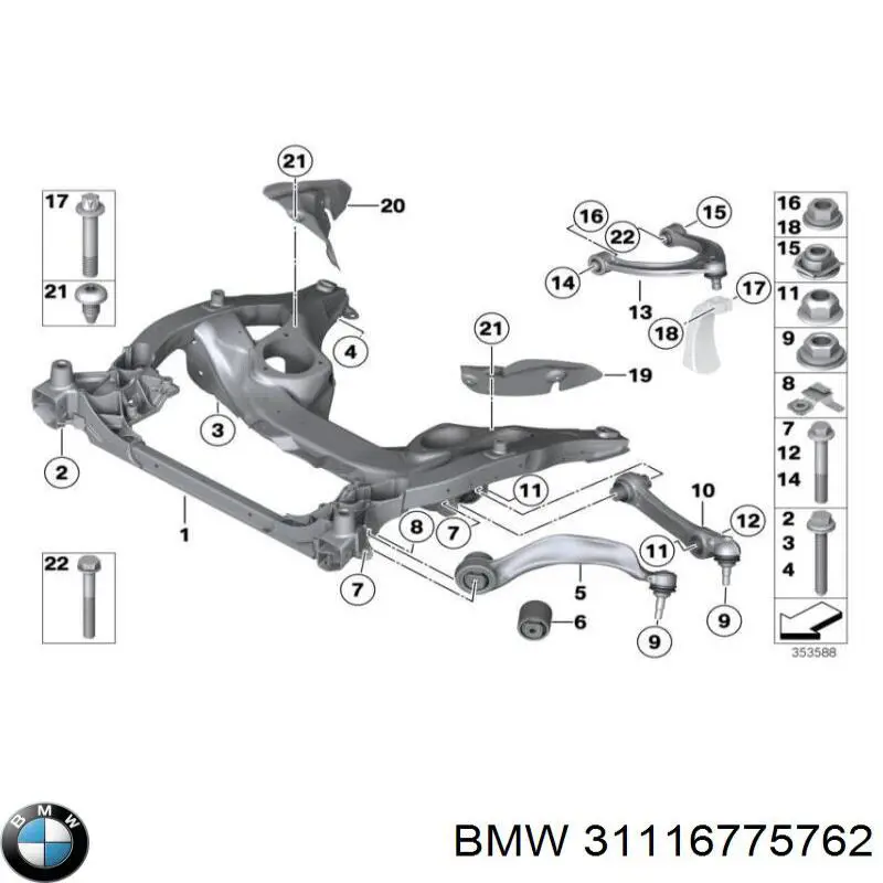 31116775762 BMW viga de suspensão dianteira (plataforma veicular)