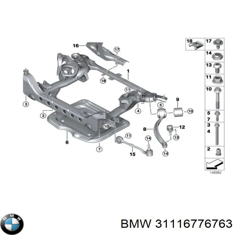 31116776763 BMW viga de suspensão dianteira (plataforma veicular)