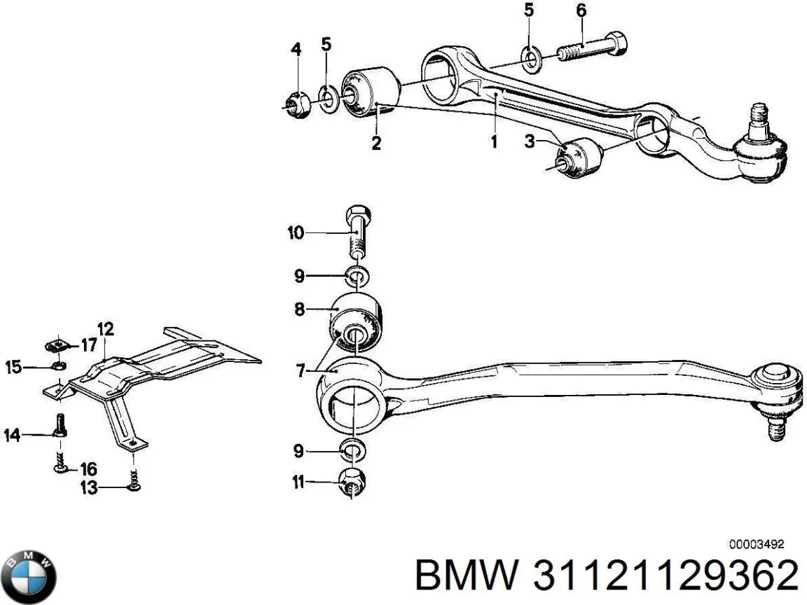 Рычаг передней подвески нижний левый на BMW 7 (E23) купить.