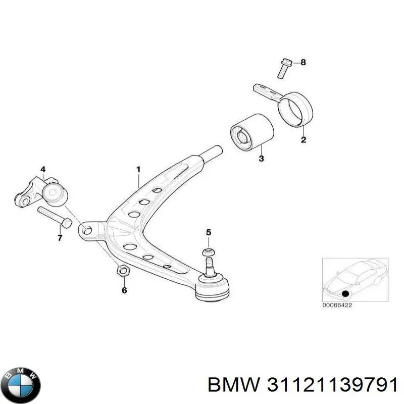 Кронштейн крепления переднего рычага задний BMW 31121139791 цена, от 118.48 USD