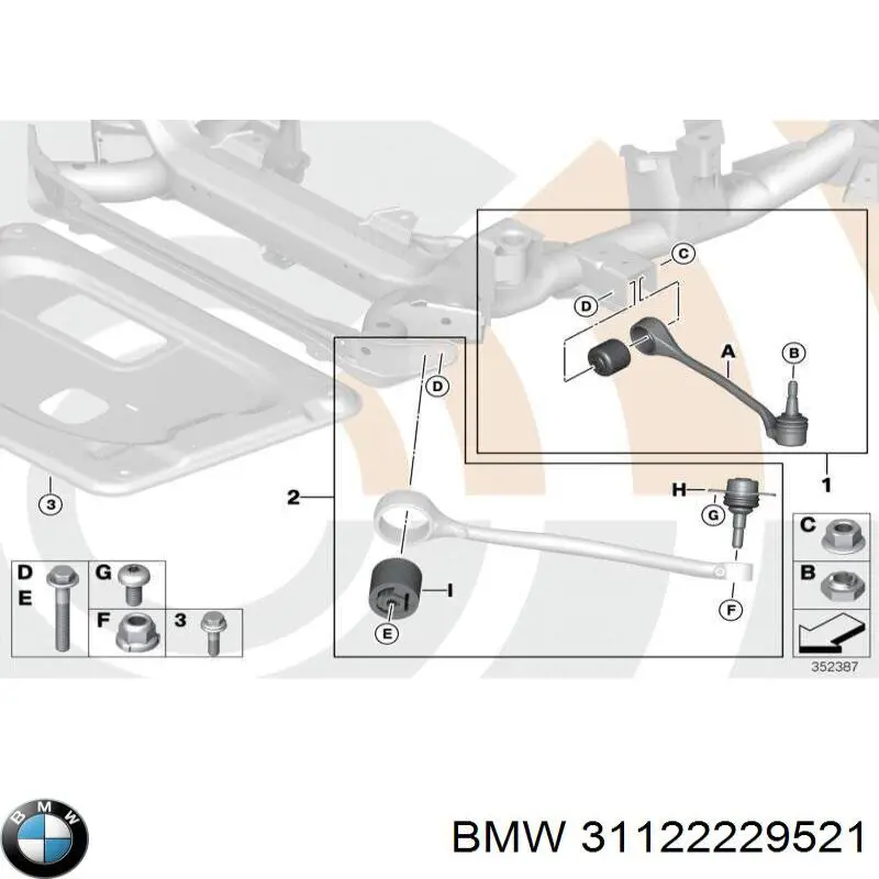 Левый рычаг передней нижней подвески BMW 31122229521 цена, от 61.37 USD