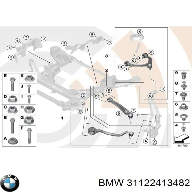 Рычаг передней подвески нижний правый 31122413482 BMW