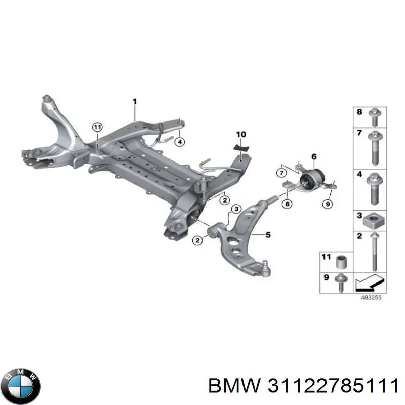 Рычаг передней подвески нижний левый 31122785111 BMW