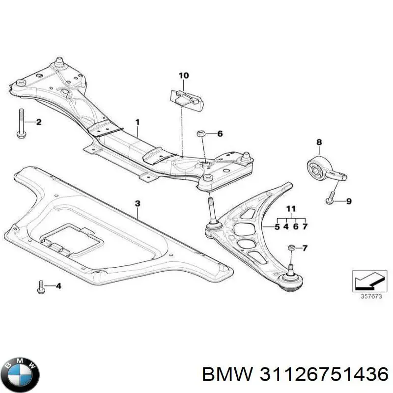 Сайлентблок переднего нижнего рычага 31126751436 BMW