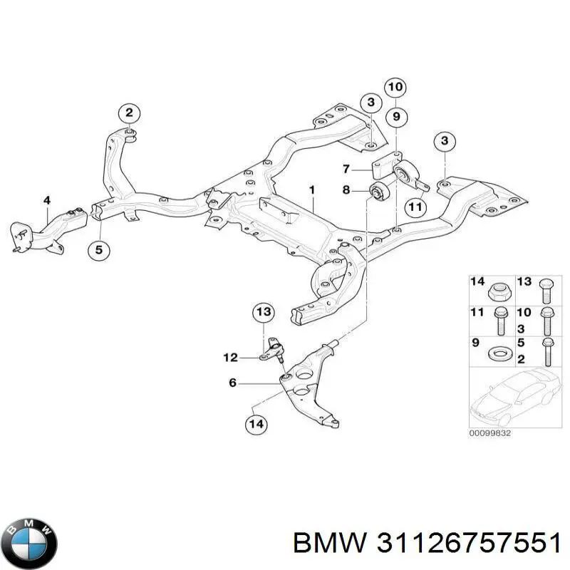 Сайлентблок переднего нижнего рычага BMW 31126757551