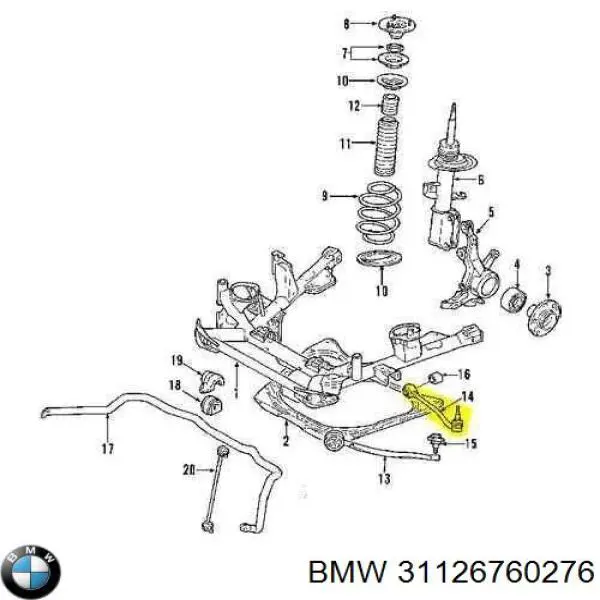 Правый рычаг передней нижней подвески BMW 31126760276 цена, от 28.22 USD