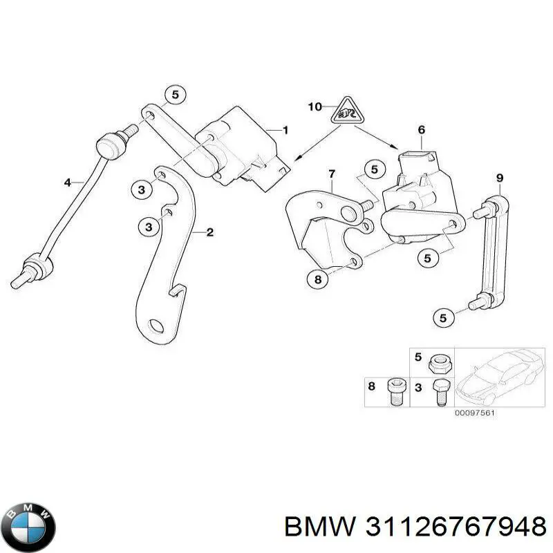 Кронштейн датчика уровня кузова на BMW 7 (E65, E66, E67) купить.