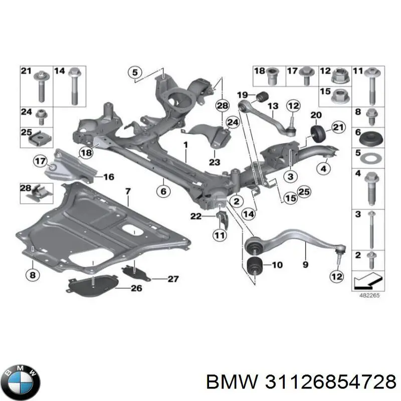 31126854728 BMW braço oscilante inferior direito de suspensão dianteira