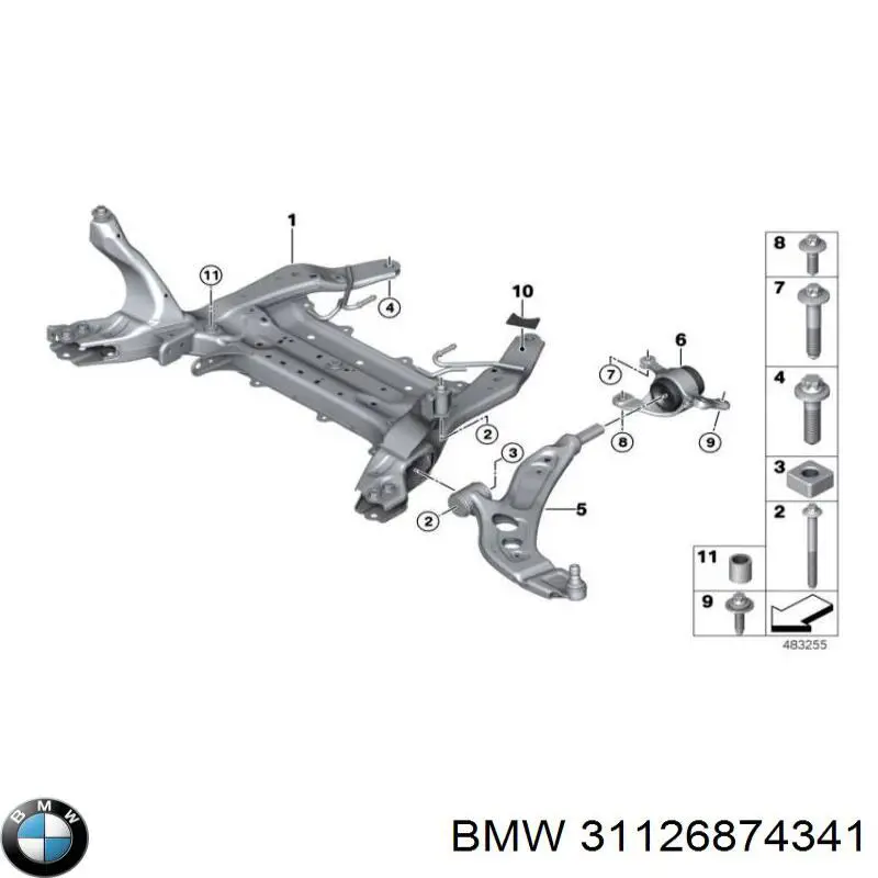 Сайлентблок нижнего переднего рычага  BMW 31126874341