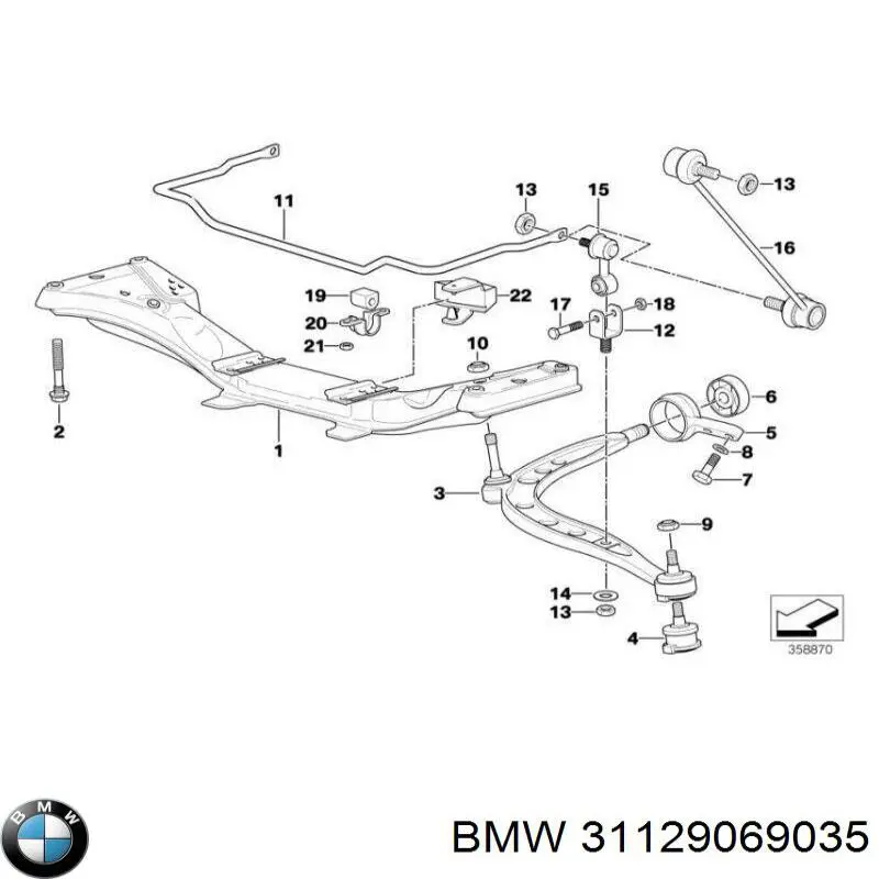 Сайлентблок нижнего переднего рычага  BMW 31129069035