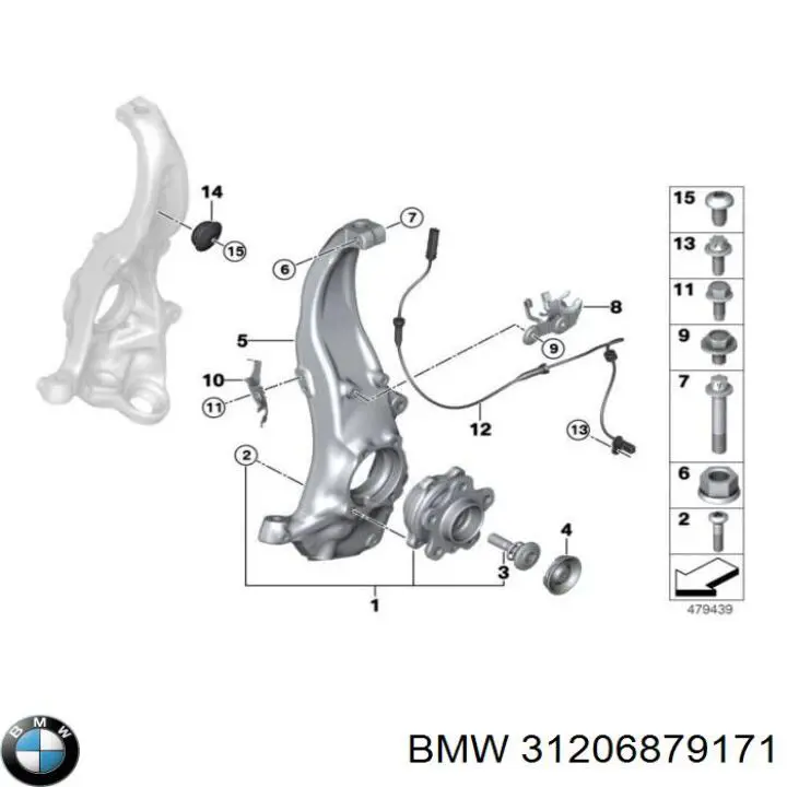 31206879171 BMW цапфа (поворотный кулак передний левый)