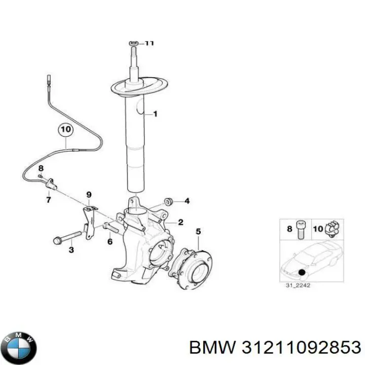 Кулак поворотный передний левый BMW 31211092853