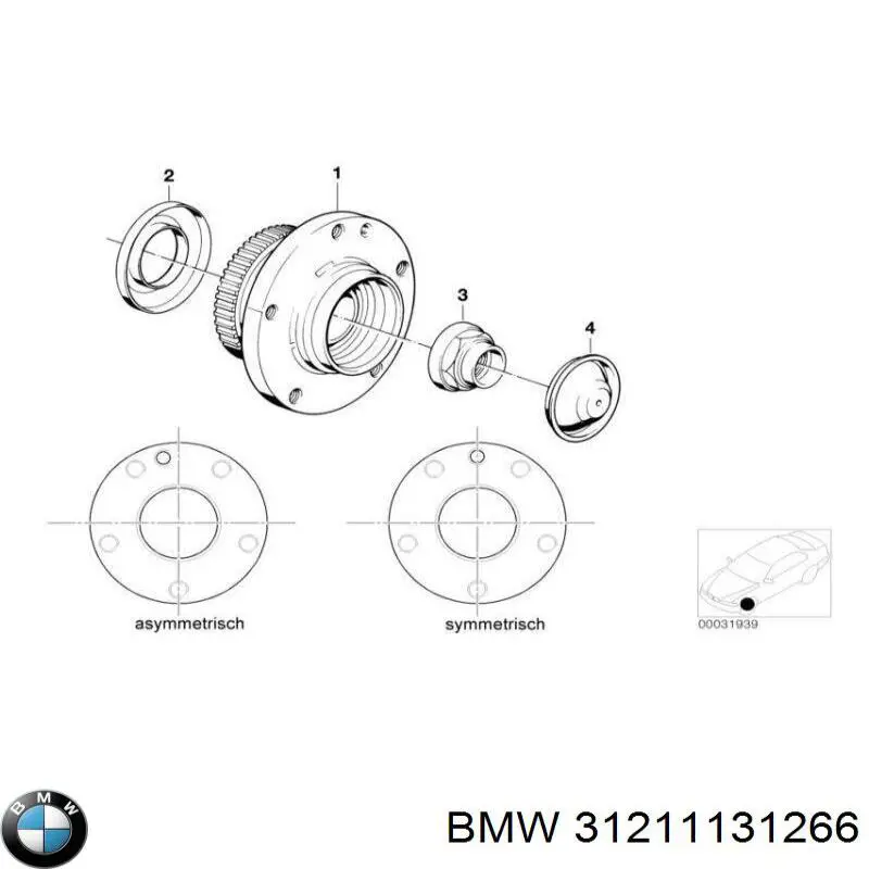 31211131266 BMW сальник передней ступицы