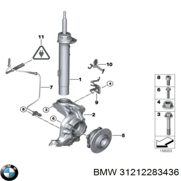 Цапфа (поворотный кулак) передний правый 31212283436 BMW