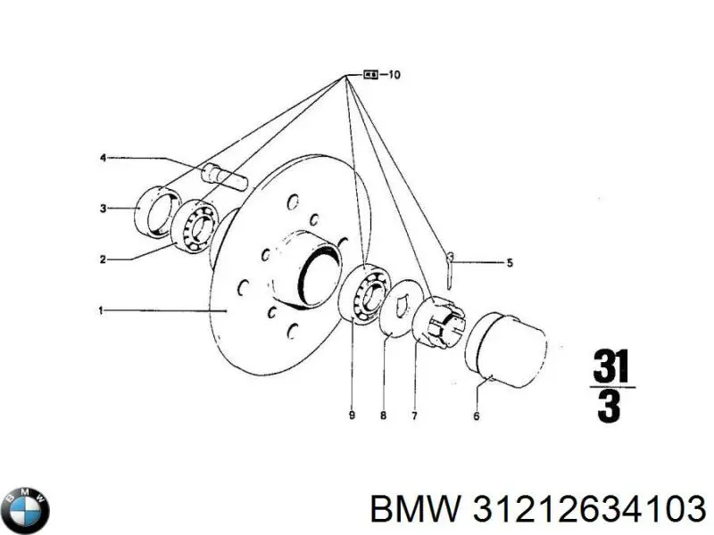 Подшипник ступицы передней наружный 31212634103 BMW