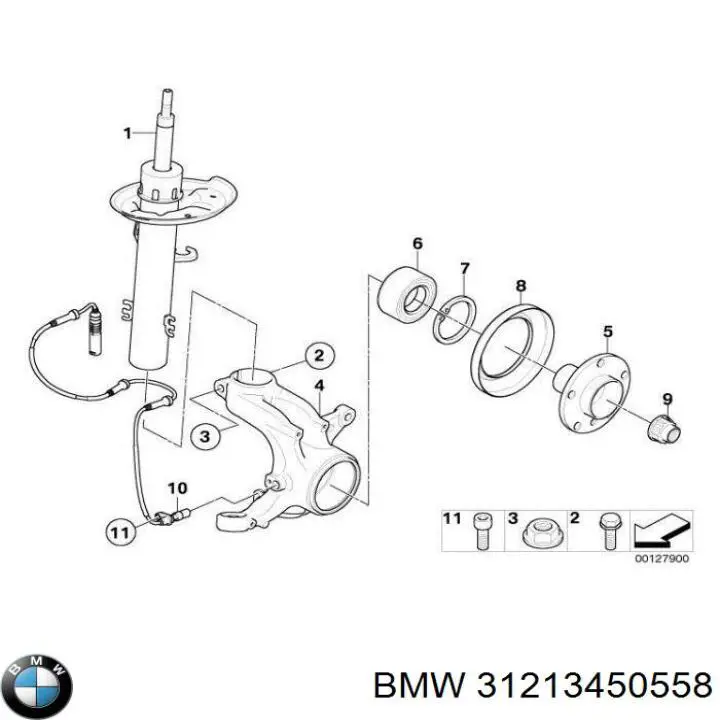 31213450558 BMW Цапфа - поворотный кулак передний, правый